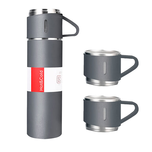 Termo 500 Ml Con Vasitos De Acero Inoxidable – Ideal Para Café, Agua O Té En Viajes Y Oficina