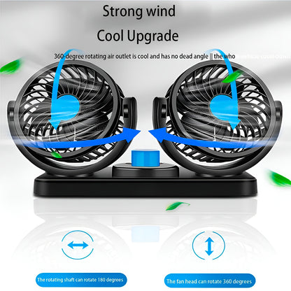 Ventilador Doble De Coche 360° Eléctrico De Tablero Bajo Ruido