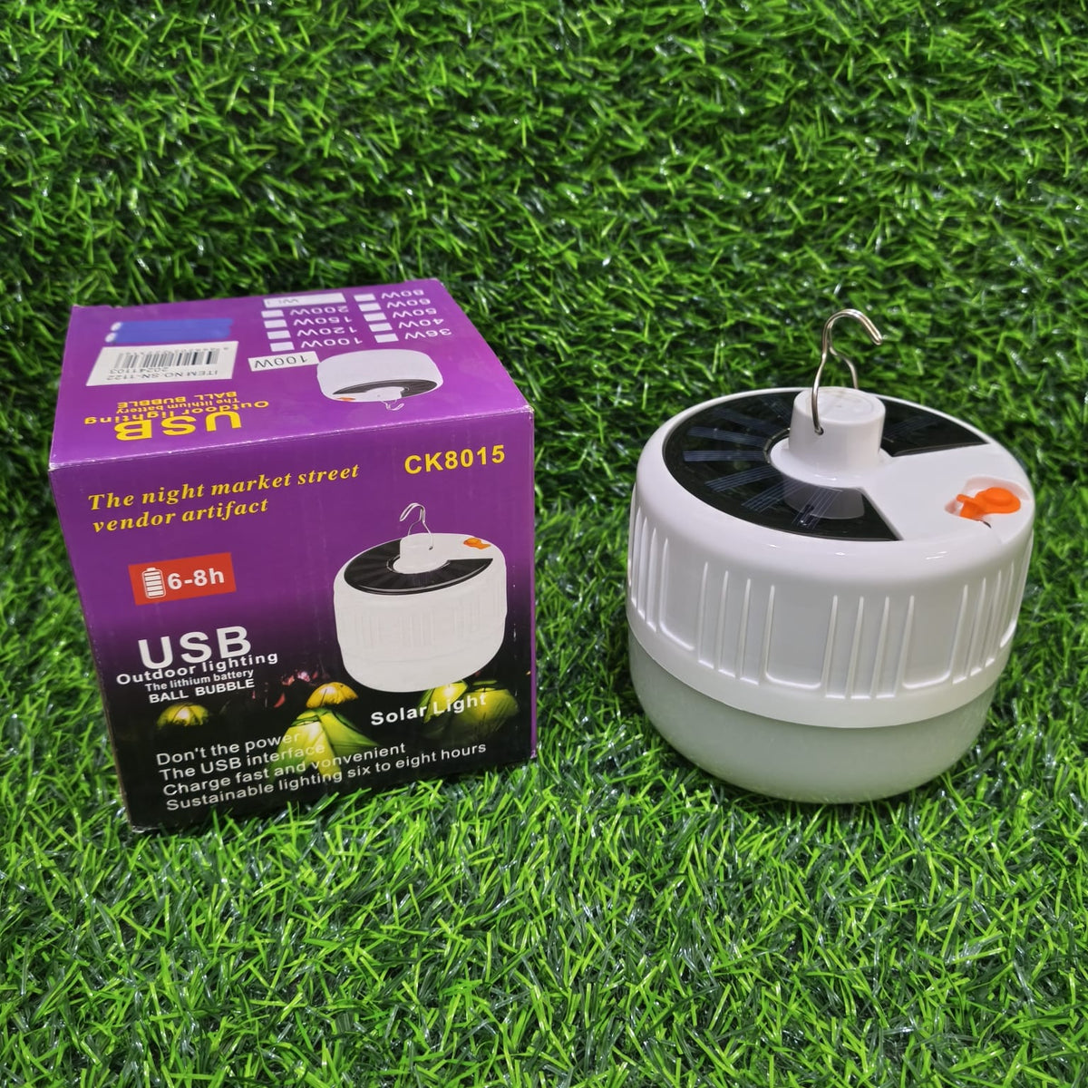 Foco Colgante Solar LED Recargable Con Gancho Metálico – Lámpara Portátil Para Camping Patio Y Emergencias