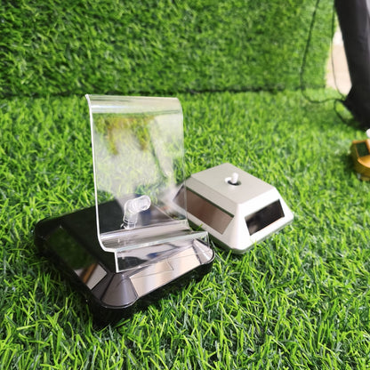 Exhibidor Giratorio Solar Para Teléfono Sin Baterías – Base Plateada Con Soporte Acrílico Curvado Para Vitrina