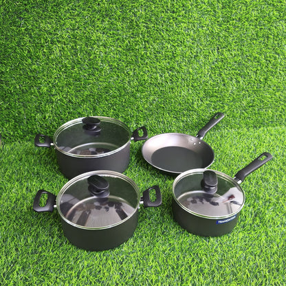 Juego De Ollas Tramontina Loreto 7 Piezas Antiadherente – Set De Cocina Con Tapas De Vidrio Y Sartén