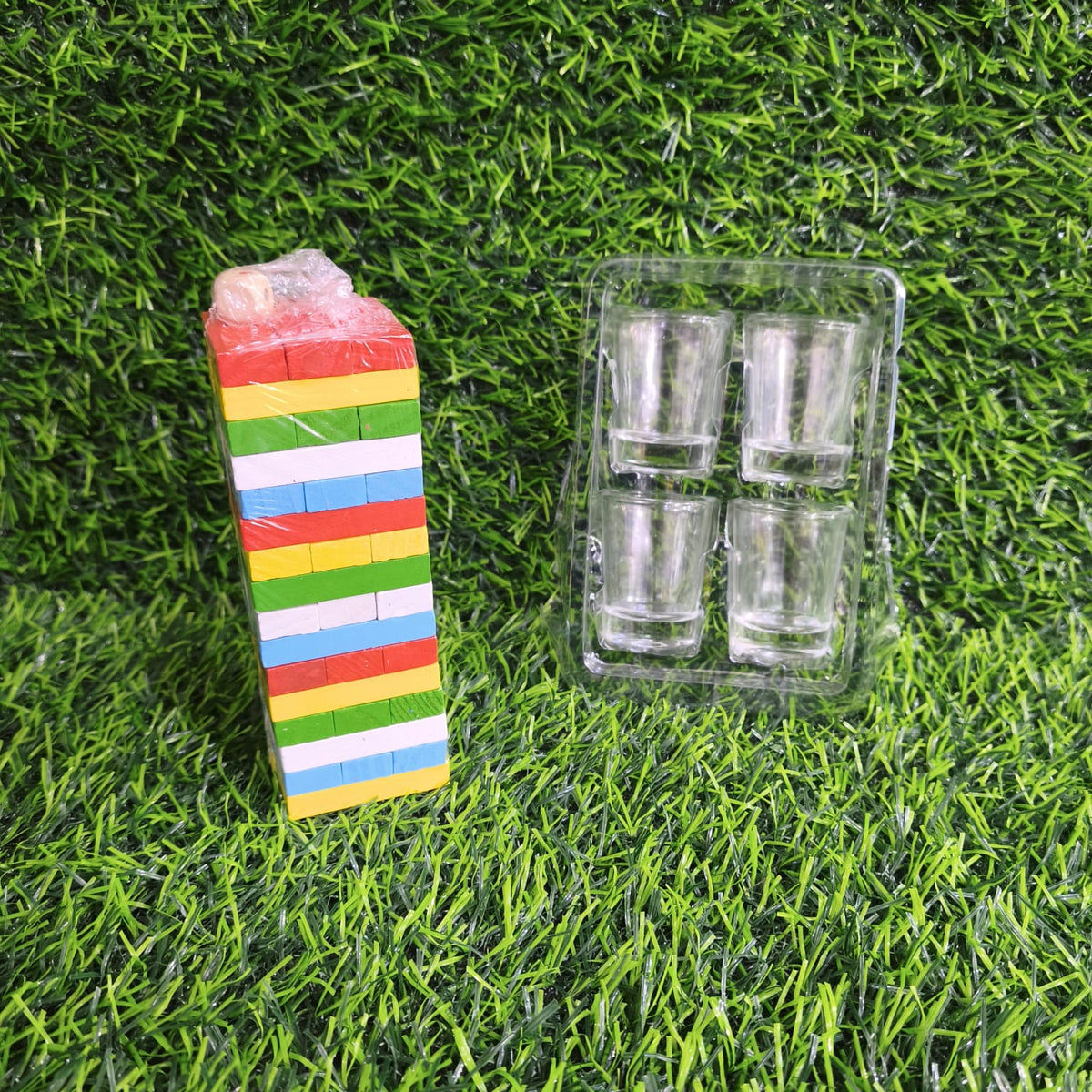 Jenga Madera Con Vasos Shots Y Dado – Juego Para Fiestas Y Reuniones Con Amigos