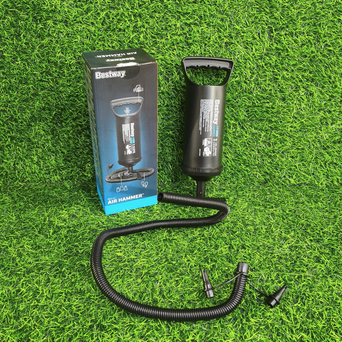 Inflador Manual Bestway 62002 Air Hammer 30cm con Adaptadores