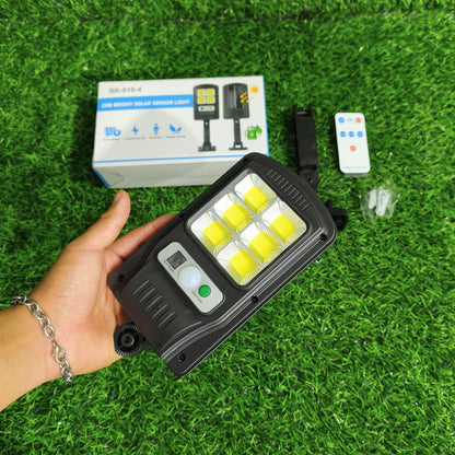 Lámpara Reflector Solar LED Exterior 6 COB Con Soporte Ajustable Y Control Remoto – Sensor Para Pared
