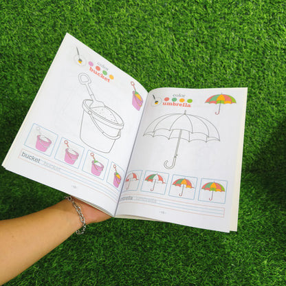 Libro Infantil En Inglés Didáctico Para Colorear, Escribir Y Dibujar – 16 Páginas Educativas Con Guía De Colores