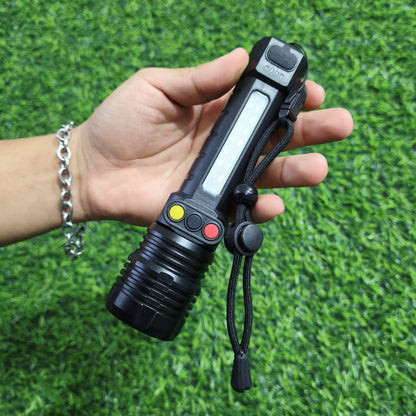 Linterna LED Táctica Con Zoom Y Triple Chip – 10 Modos De Luz Recargable Tipo C Para Trabajo Y Camping