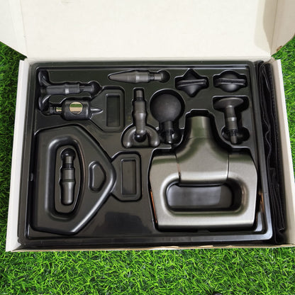 Masajeador Corporal 2 En 1 Pistola Percusiva Y Banda Vibratoria – Recargable Con 6 Cabezales Para Músculos