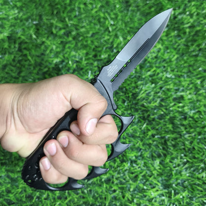 Navaja Cuchillo Manopla Táctica Retráctil Militar – 2 En 1 Con Filo Dentado Y Diseño Ergonómico Para Uso Outdoor