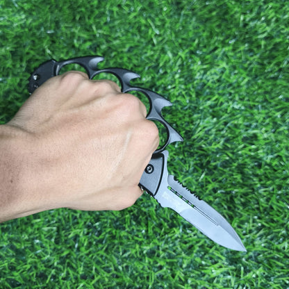 Navaja Cuchillo Manopla Táctica Retráctil Militar – 2 En 1 Con Filo Dentado Y Diseño Ergonómico Para Uso Outdoor