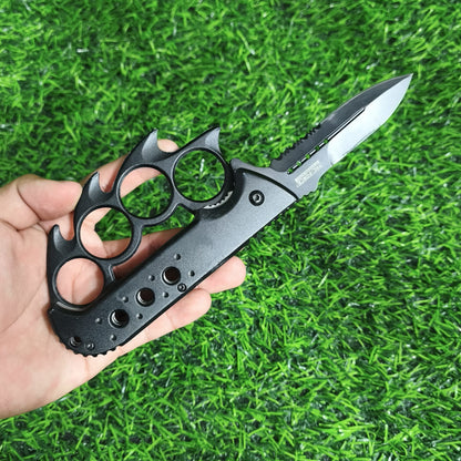 Navaja Cuchillo Manopla Táctica Retráctil Militar – 2 En 1 Con Filo Dentado Y Diseño Ergonómico Para Uso Outdoor