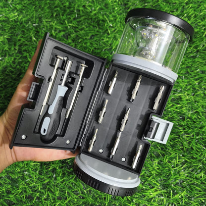Multiherramienta De Mano Portátil Con Linterna LED – Kit Destornilladores Para Camping, Hogar Y Emergencias