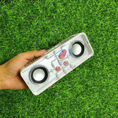 Parlante Bluetooth Transparente Con Luces RGB – Altavoces Duales, Sonido Estéreo Y Diseño Retro