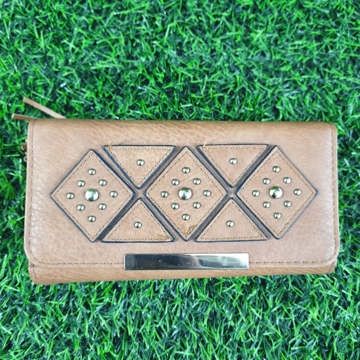 Billetera Larga De Dama En Cuero PU Con Borla Y Placa Dorada – Cartera Con Porta Tarjetas Y Monedero