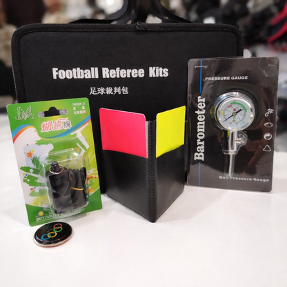 Kit Profesional De Árbitro Para Fútbol Con Manómetro – Estuche Organizador Con Tarjetas, Silbato, Moneda Y Accesorios Completos