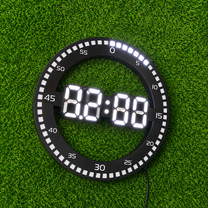 Reloj Digital Redondo LED 3D De Pared O Escritorio – Pantalla Grande Con Hora, Fecha Y Alarma