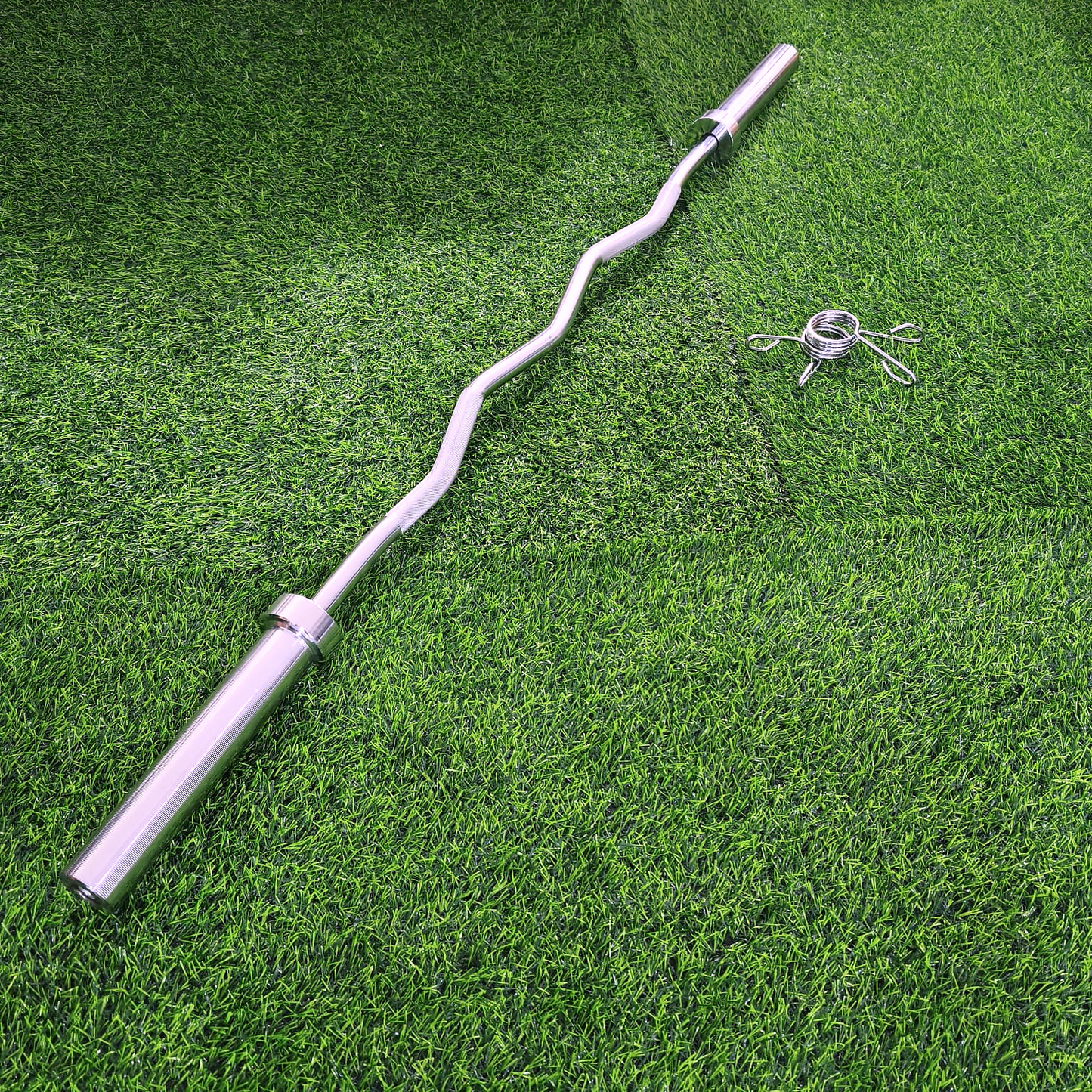 Barra Z Olímpica Curva 120 cm – Barra Para Bíceps y Tríceps Con Seguros Para Gimnasio
