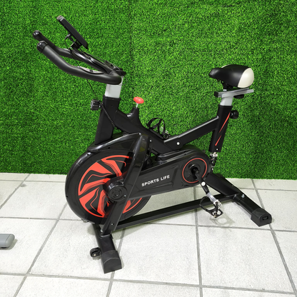 Bicicleta Estática De Spinning SportsLife – Volante 10 KG Con Panel Digital Y Suspensión Trasera
