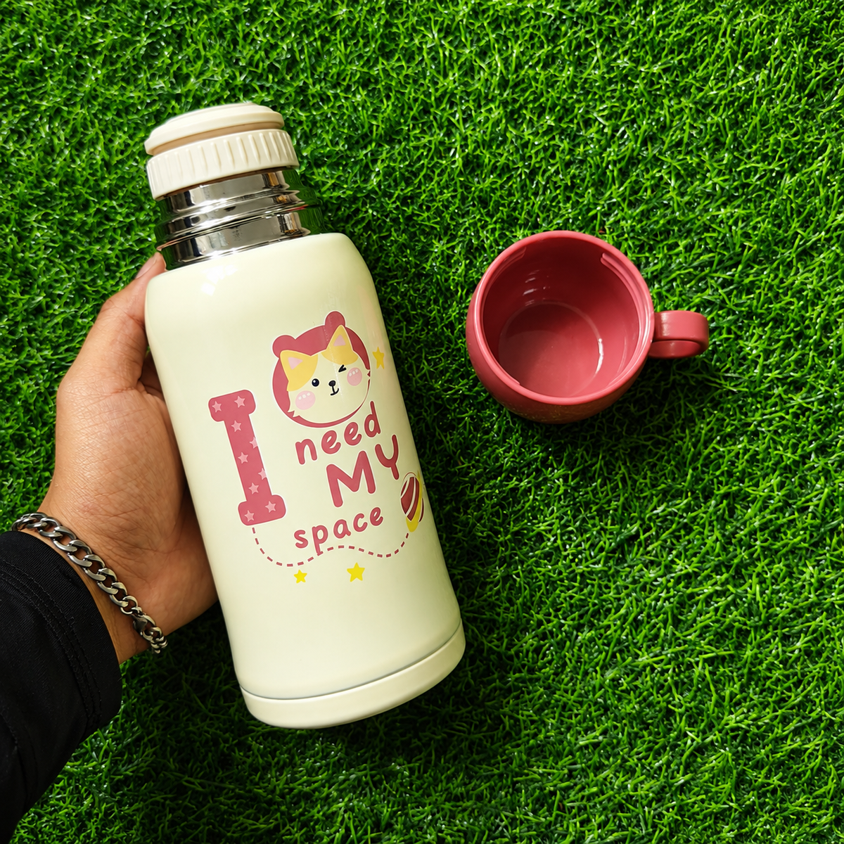 Termo Infantil 500ml De Acero Inoxidable Con Sorbete – Botella Térmica Con Bolso Y Correa
