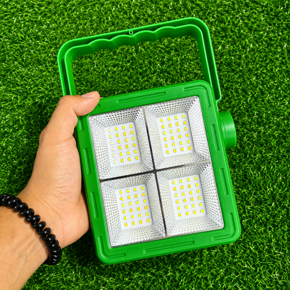 Lámpara Reflector LED Solar Recargable Con Power Bank – 5 Modos De Luz Y Soporte Ajustable Para Camping Y Trabajo