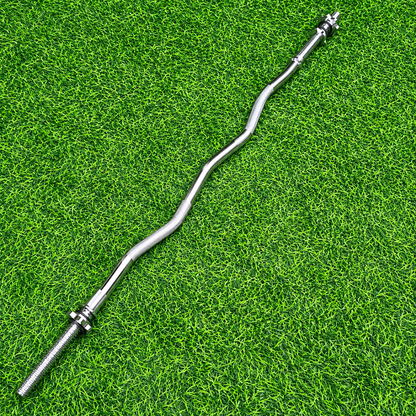 Barra Z 120cm Para Pesas – Rosca De 1 Pulgada Con Seguros Metálicos Tipo Mancuerna Estandar