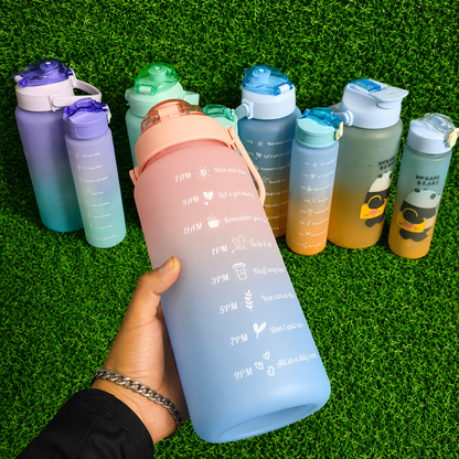Tomatodo Motivacional 2 En 1 De 1000 Y 2000ml Con Marcador De Horas – Set De Dos Botellas De Agua