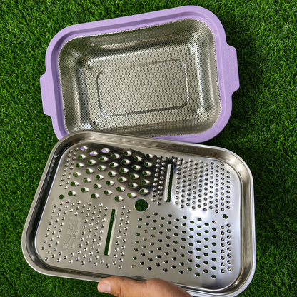 Rallador De Verduras Multifuncional De Acero Inoxidable – Ralla, Corta Y Escurre Con Cesta Integrada