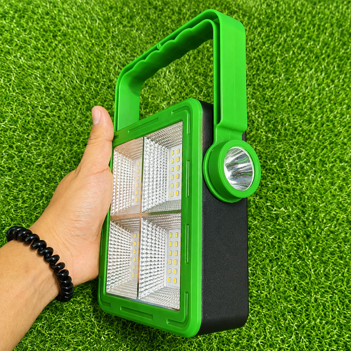 Lámpara Reflector LED Solar Recargable Con Power Bank – 5 Modos De Luz Y Soporte Ajustable Para Camping Y Trabajo