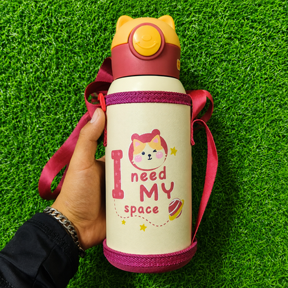 Termo Infantil 500ml De Acero Inoxidable Con Sorbete – Botella Térmica Con Bolso Y Correa
