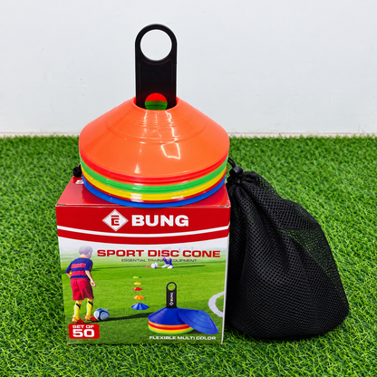 Set 50 Platillos De Agilidad 18cm Con Soporte Conos Deportivos