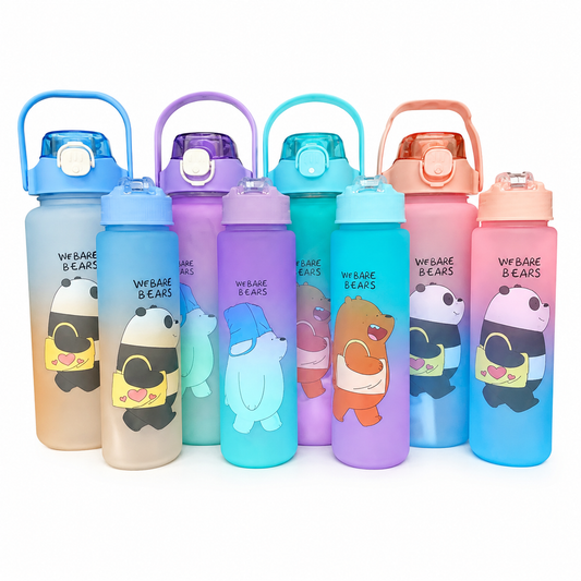 Tomatodo 2 En 1 De 1000ml Y 2000ml Con Asa Y Tapa Antigoteo – Set De Dos Botellas Con Stickers 2D 3D