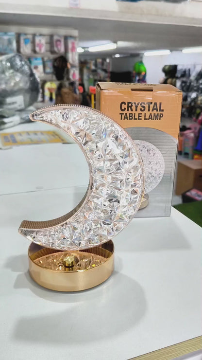 Lámpara Decorativa De Mesa Con Forma De Luna – Cristal Led Recargable Con Regulador De Intensidad Y 3 Tonos De Luz Para Dormitorio O Escritorio