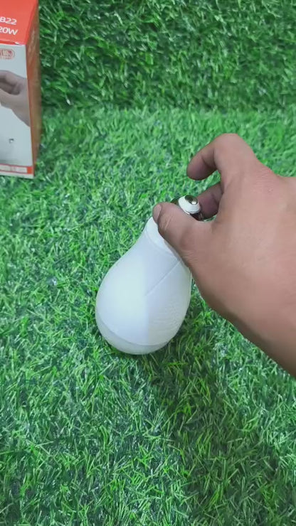 Foco LED Recargable De 20W Con Pilas Reemplazables – Bombillo De Emergencia Rosca E27 Para Cortes De Luz
