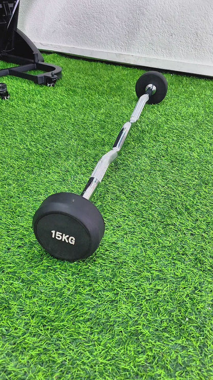 Barra Z Encauchada De Peso Fijo – Barra Curva Para Bíceps, Tríceps y Entrenamiento De Fuerza En Gimnasio