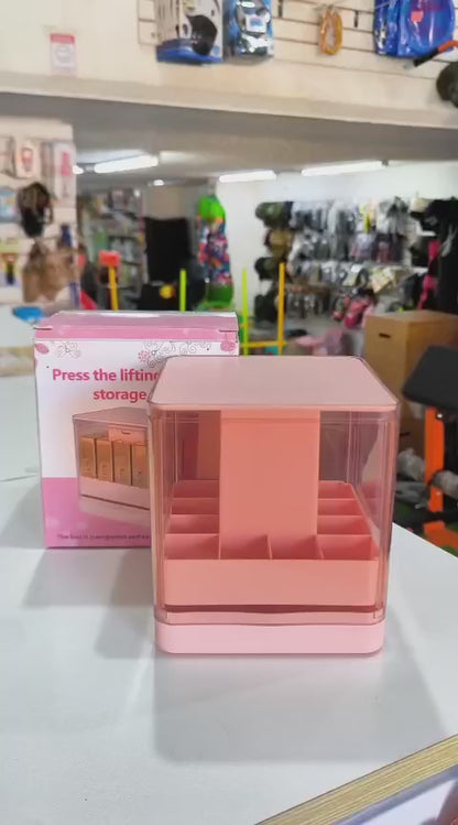 Caja Organizadora De Labiales Con Tapa Automática – Capacidad Para 12 Unidades, Acrílico Transparente