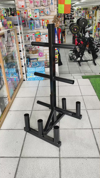Rack Porta Pesas Olímpico – Soporte Metálico Para Discos Y Barras Con Capacidad De 300 Kg