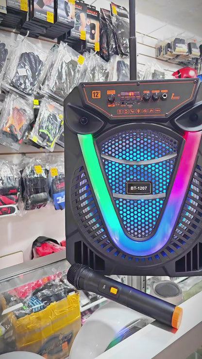 Parlante Bluetooth Recargable Con Micrófono Y Luces RGB – Potente Sonido Portátil Con Control Remoto Y Entrada USB/TF
