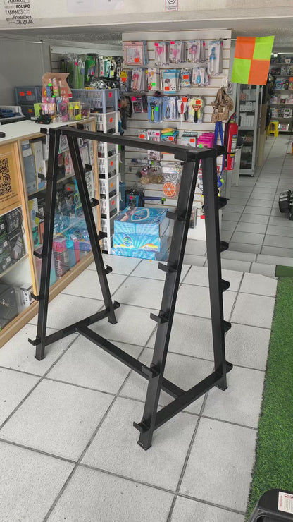 Rack Metálico Para Barras De Peso Fijo – Soporte Reforzado Doble Cara Para 12 Barras De Gimnasio
