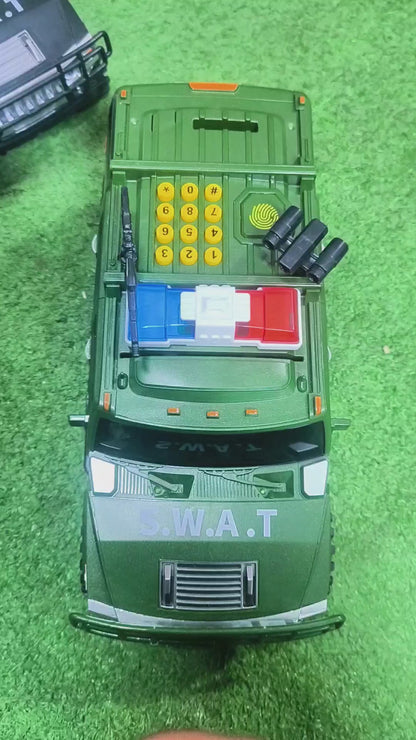 Alcancía Electrónica Carro Swat – Con Clave Numérica, Sonidos Y Ranura Automática