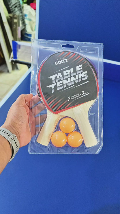 Set de Ping Pong Golty con 2 Raquetas De Madera y 3 Pelotas