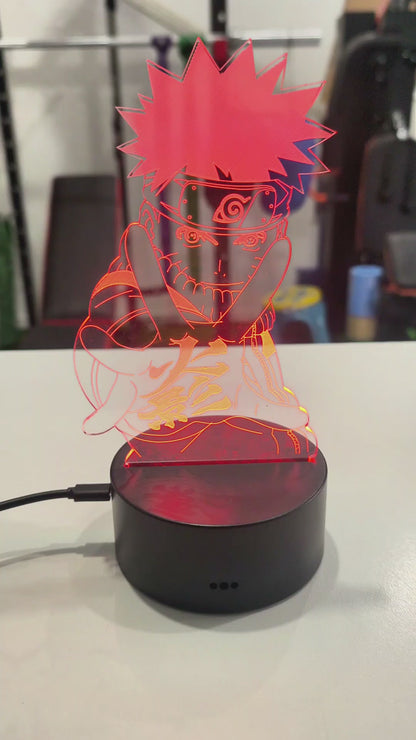 Lámpara LED 3D Naruto 16 Colores Con Control Remoto – Luz De Noche Acrílica Para Escritorio