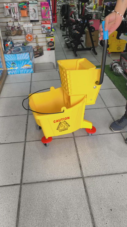 Carro De Limpieza Con Doble Balde Y Exprimidor – Carro Profesional Con Ruedas Para Mopa
