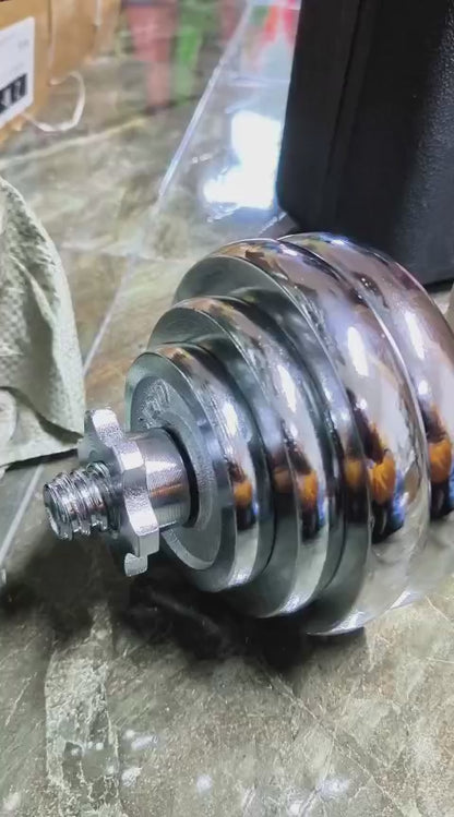 Set De Mancuernas Cromadas Regulables 30kg Con Conector Y Maletín – Entrenamiento De Fuerza Multifuncional