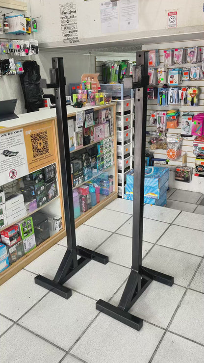Soporte De Barra Para Sentadillas Ajustable – Par De Soportes Metálicos Para Gimnasio