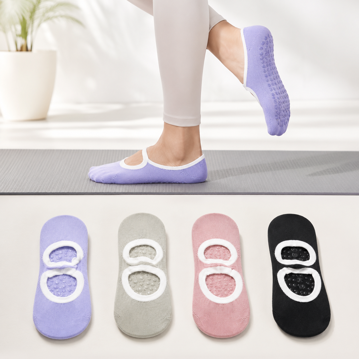 Medias de Yoga Antideslizantes con Ajuste al Tobillo para Pilates y Entrenamiento