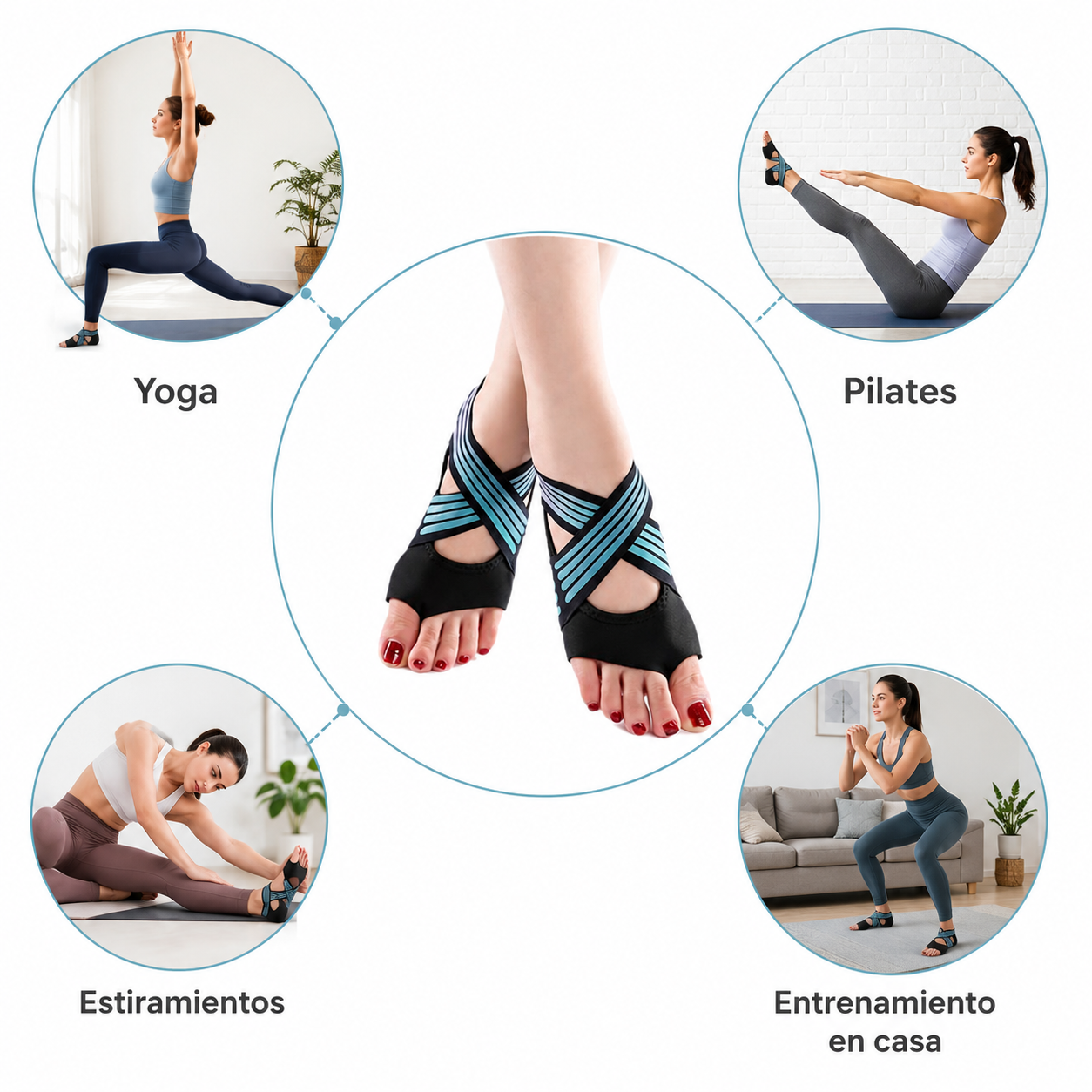 Medias de Yoga Antideslizantes con Correa Cruzada para Pilates y Entrenamiento