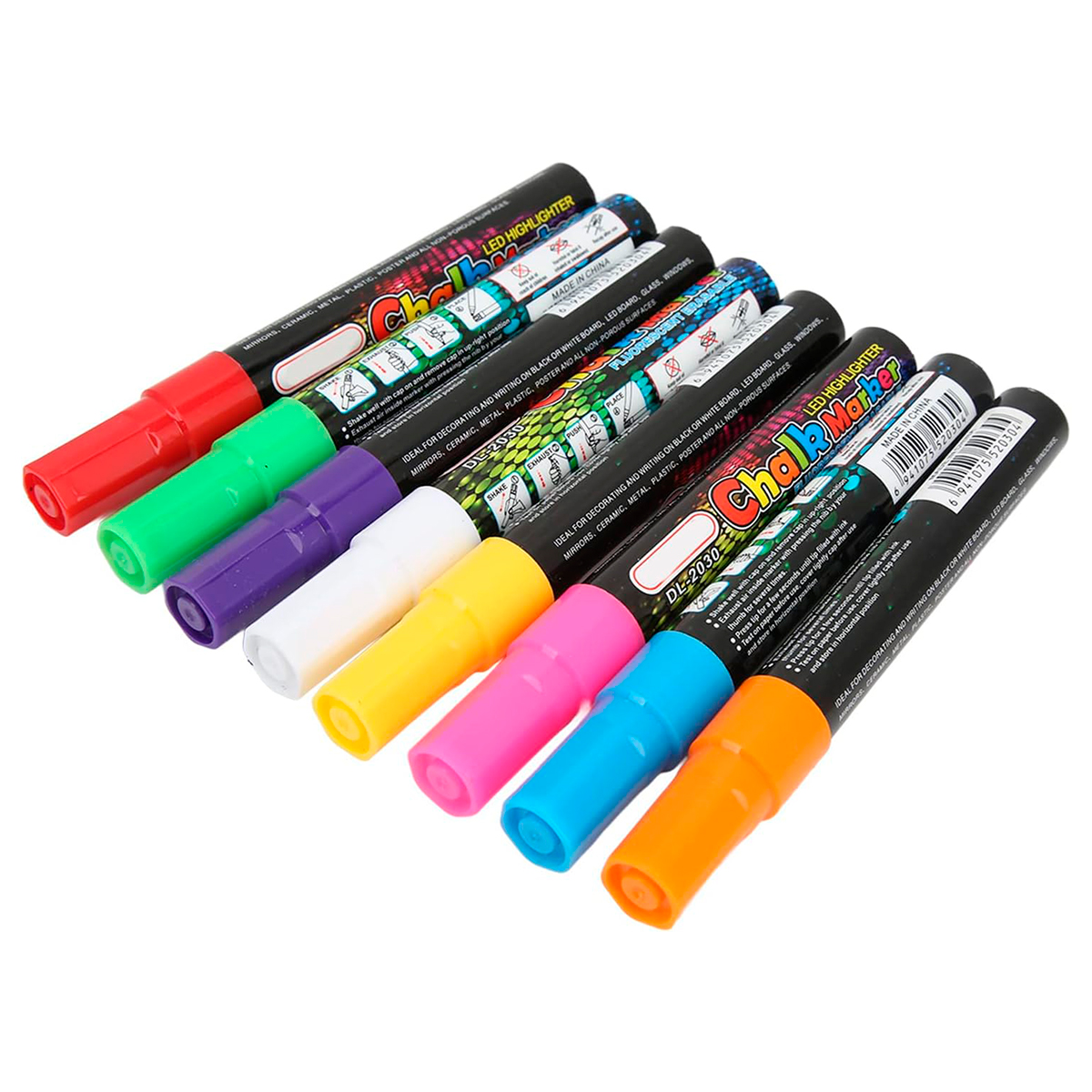 16 marcadores fluorescentes de tiza neón UV – Paquete doble de rotuladores  de tiza líquida de punta media fina y reversible para menú, borrables